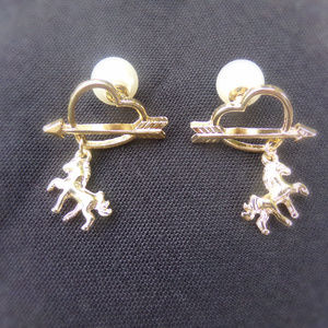 Heart and Horse w/ Pearl Back Earrings